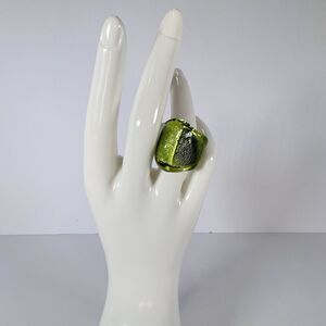 Olive Green Glass Ring for Women